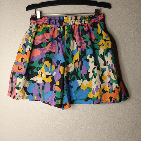 Adidas Floral High Waist Athletic Shorts Lined Multicolor Boho Festival Outdoor - Picture 5 of 11